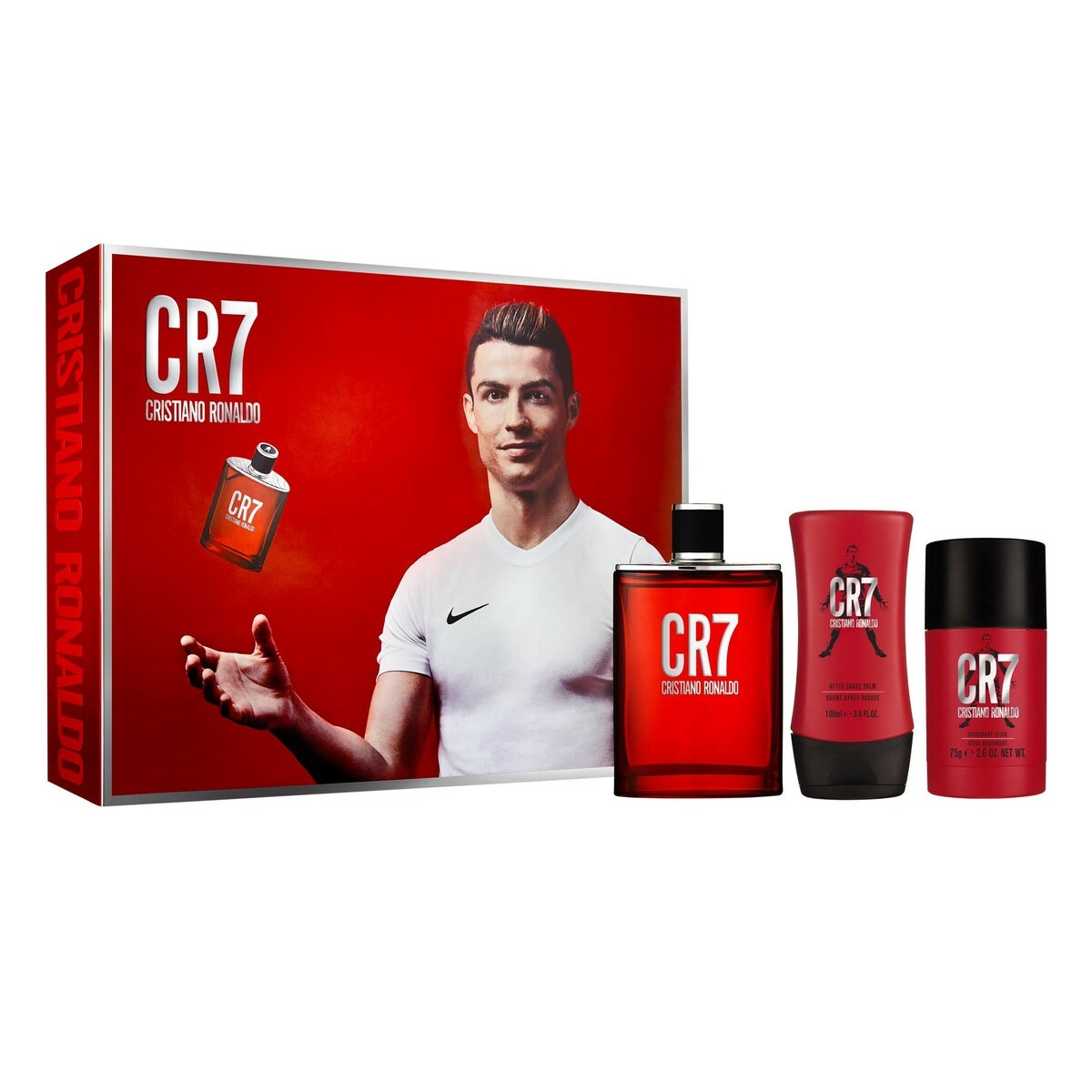 Cristiano Ronaldo CR7 Red EDT Gift Set for Men 100ml + Aftershave Balm 100ml + Deodorant Stick 75gm